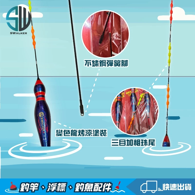 變色龍塗裝 葫蘆型珠尾磯釣長標 1.0–4.0錢（第 5 張）