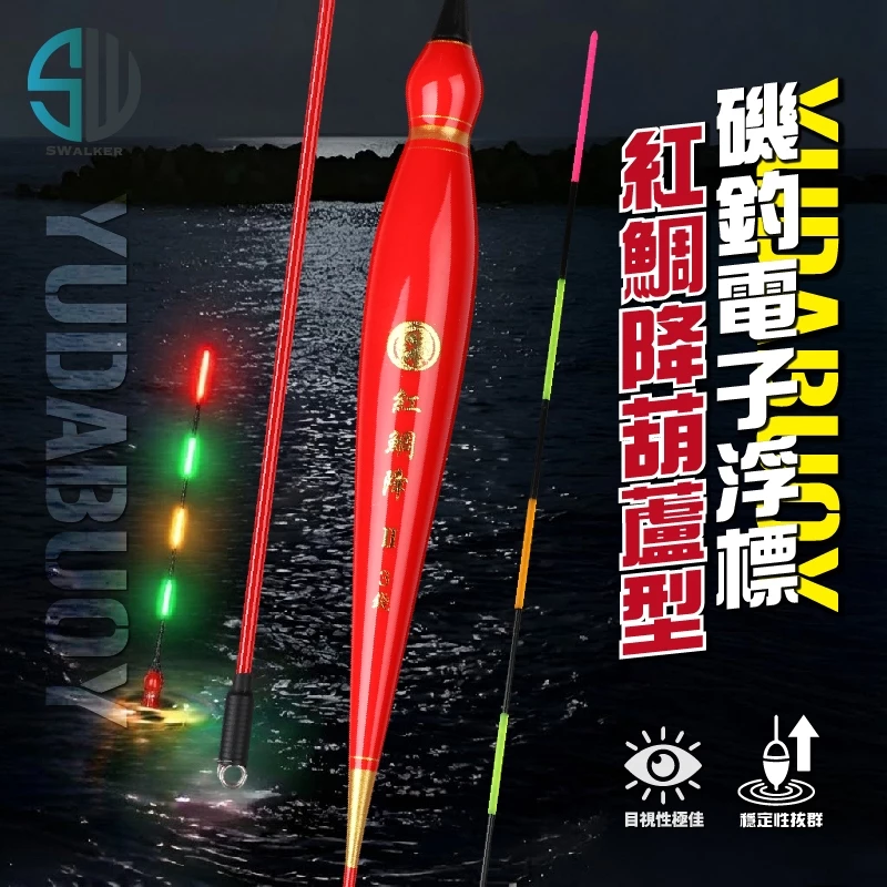 葫蘆型直感型電子浮標 鮮紅／紅鯛降 1.0–4.0錢