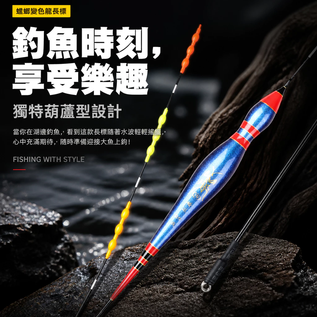 變色龍塗裝 葫蘆型珠尾磯釣長標 1.0–4.0錢