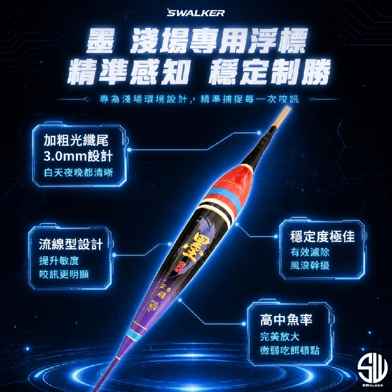 墨 淺場3mm直尾 日夜兩用電子浮標 1.0–3.0錢（第 2 張）